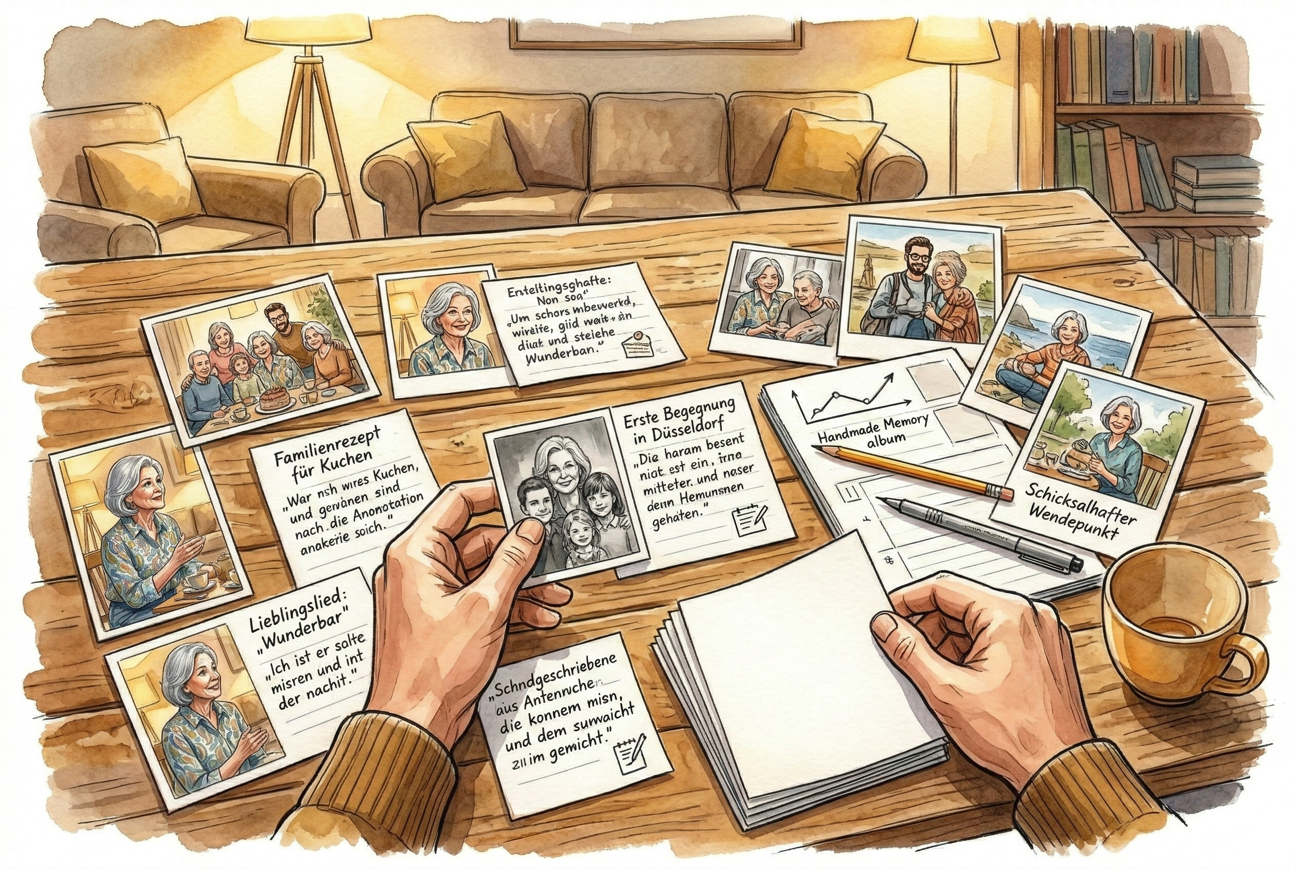 Kreative Gestaltung aus Gesprächsnotizen und Fotos
